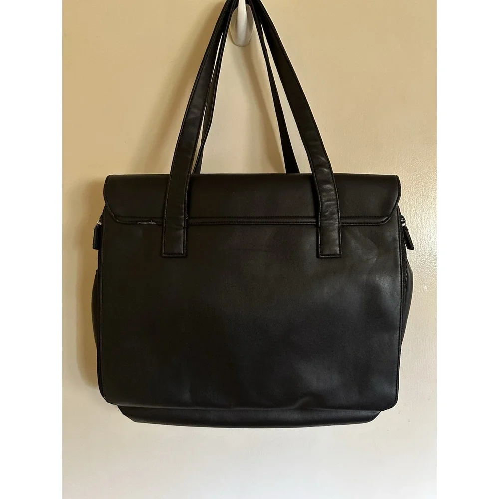 Nine West Messenger laptop Bag Black Leather EC